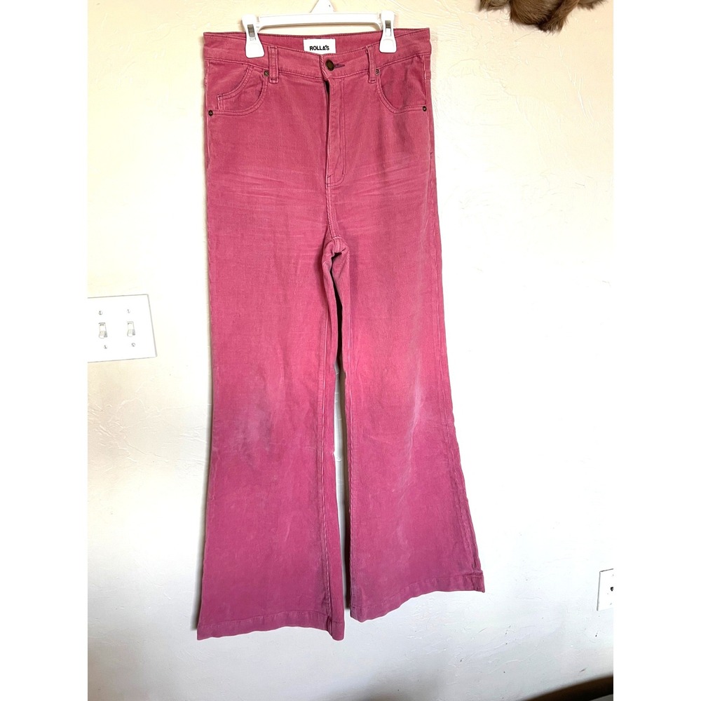 ROLLAS Earthy Dusty Flame‎ High Rise Flare Corduroy Pants Dusty Rose Size 29